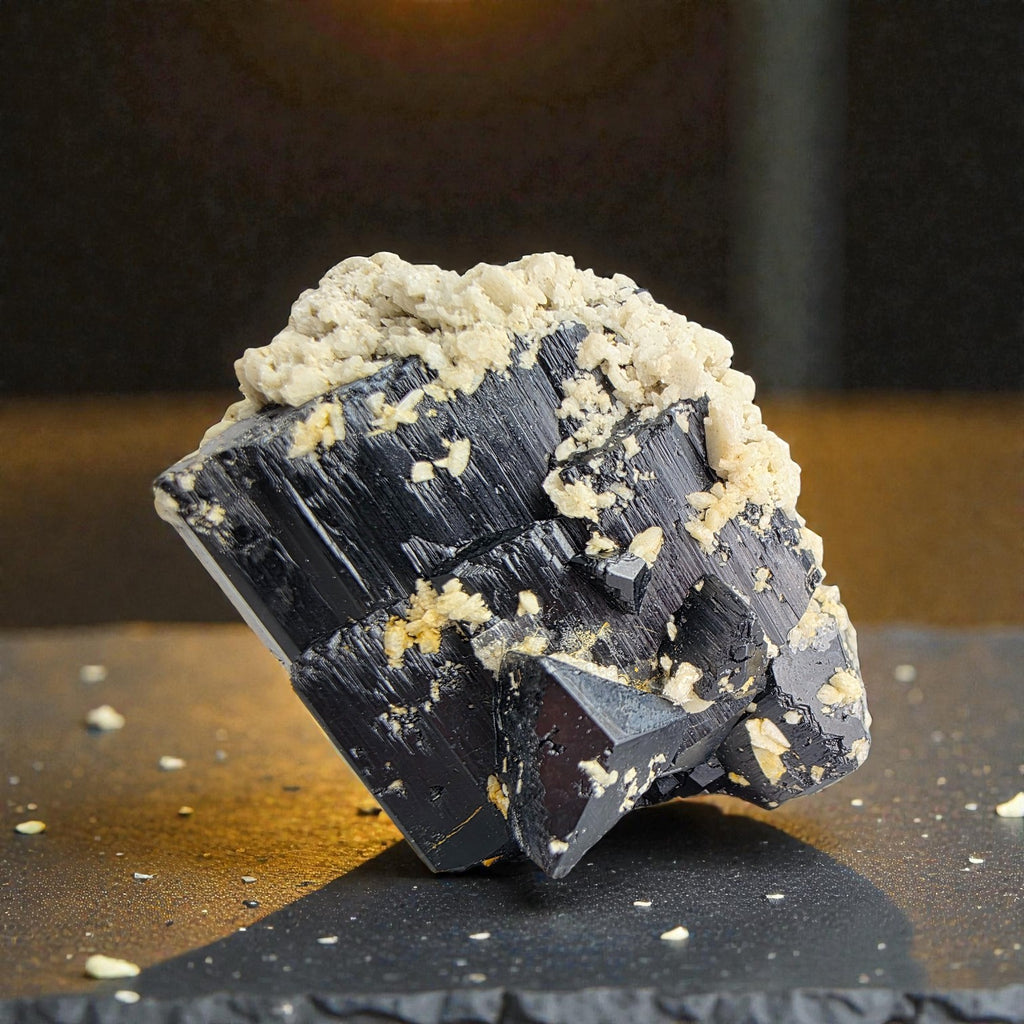 Hyalith auf Turmalin 0,07 kg +/- 4x4x4 cm