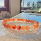 Sonnenstein & Weißquarz – handgefertigtes Reiki-Kugelarmband – limitierte Einzelstücke 6 mm
