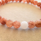 Sonnenstein & Weißquarz – handgefertigtes Reiki-Kugelarmband – limitierte Einzelstücke 6 mm