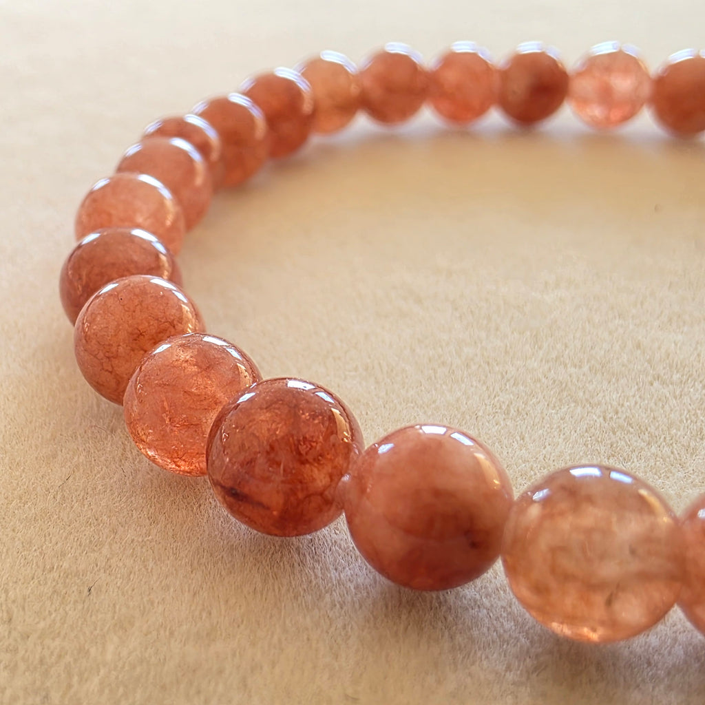 Sonnenstein & Weißquarz – handgefertigtes Reiki-Kugelarmband – limitierte Einzelstücke 6 mm