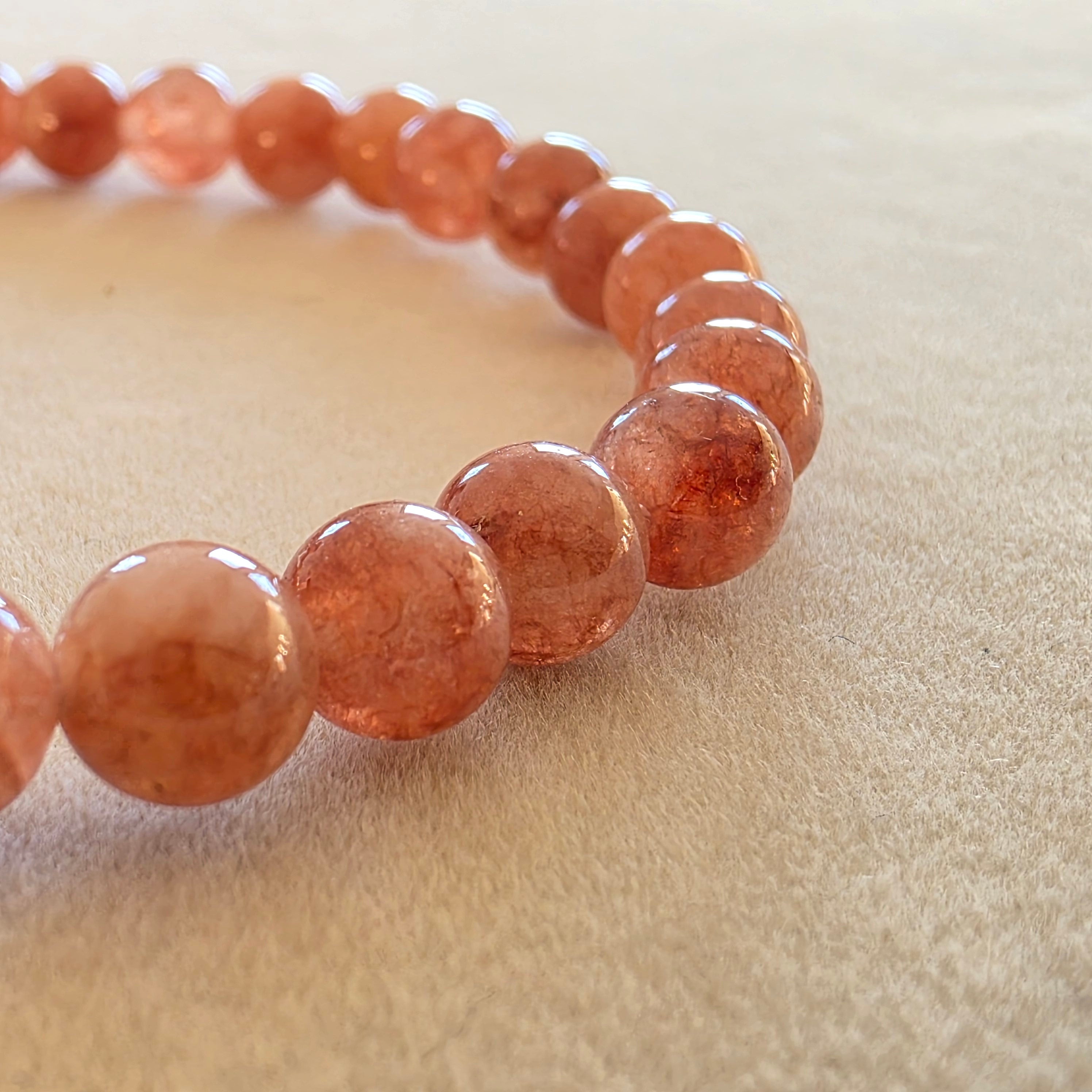 Sonnenstein & Weißquarz – handgefertigtes Reiki-Kugelarmband – limitierte Einzelstücke 6 mm