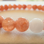 Sonnenstein & Weißquarz – handgefertigtes Reiki-Kugelarmband – limitierte Einzelstücke 6 mm