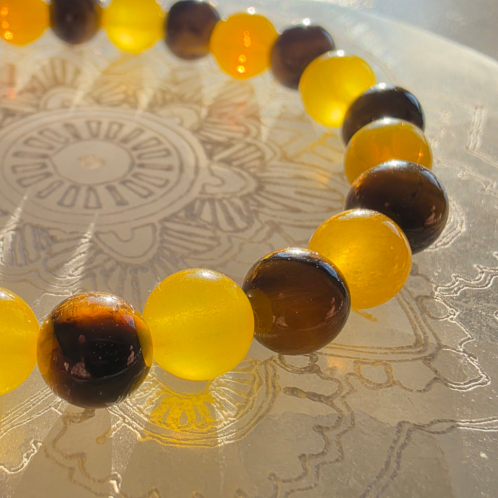 Tigerauge & Gelber Aventurin – handgefertigtes Reiki-Kugelarmband – limitierte Einzelstücke 8 mm