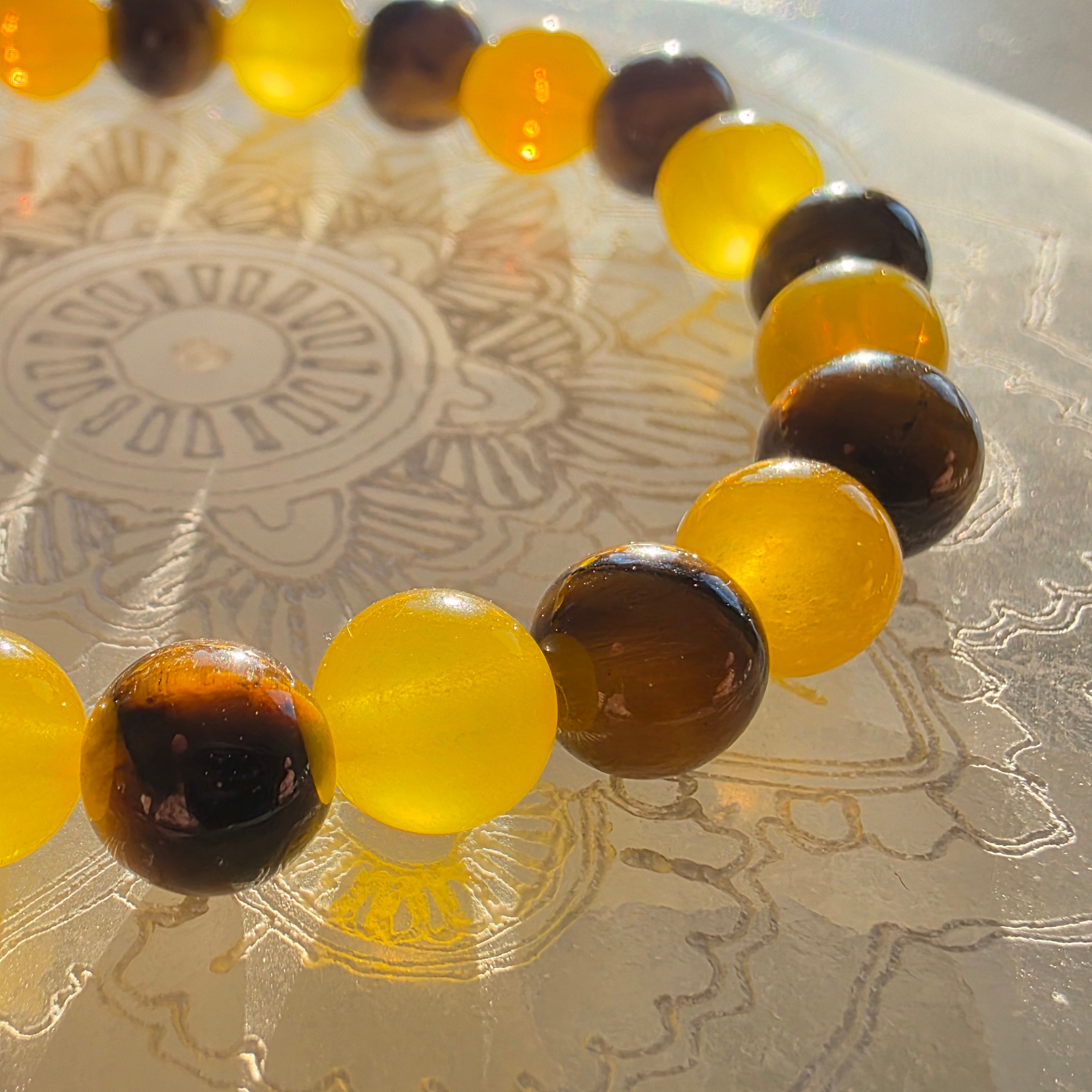 Tigerauge & Gelber Aventurin – handgefertigtes Reiki-Kugelarmband – limitierte Einzelstücke 8 mm