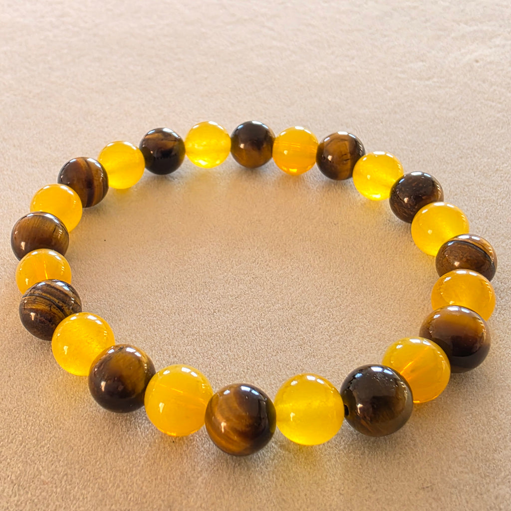 Tigerauge & Gelber Aventurin – handgefertigtes Reiki-Kugelarmband – limitierte Einzelstücke 8 mm