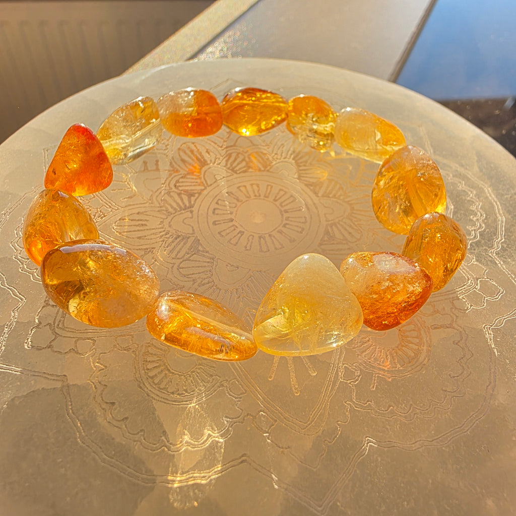 Citrin – handgefertigtes Reiki-Trommelsteinarmband – limitierte Einzelstücke +/- 10 mm