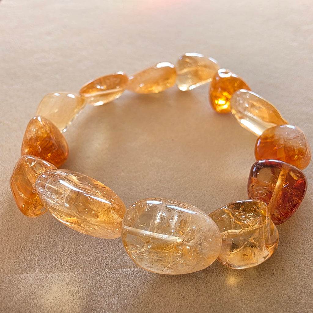 Citrin – handgefertigtes Reiki-Trommelsteinarmband – limitierte Einzelstücke +/- 10 mm