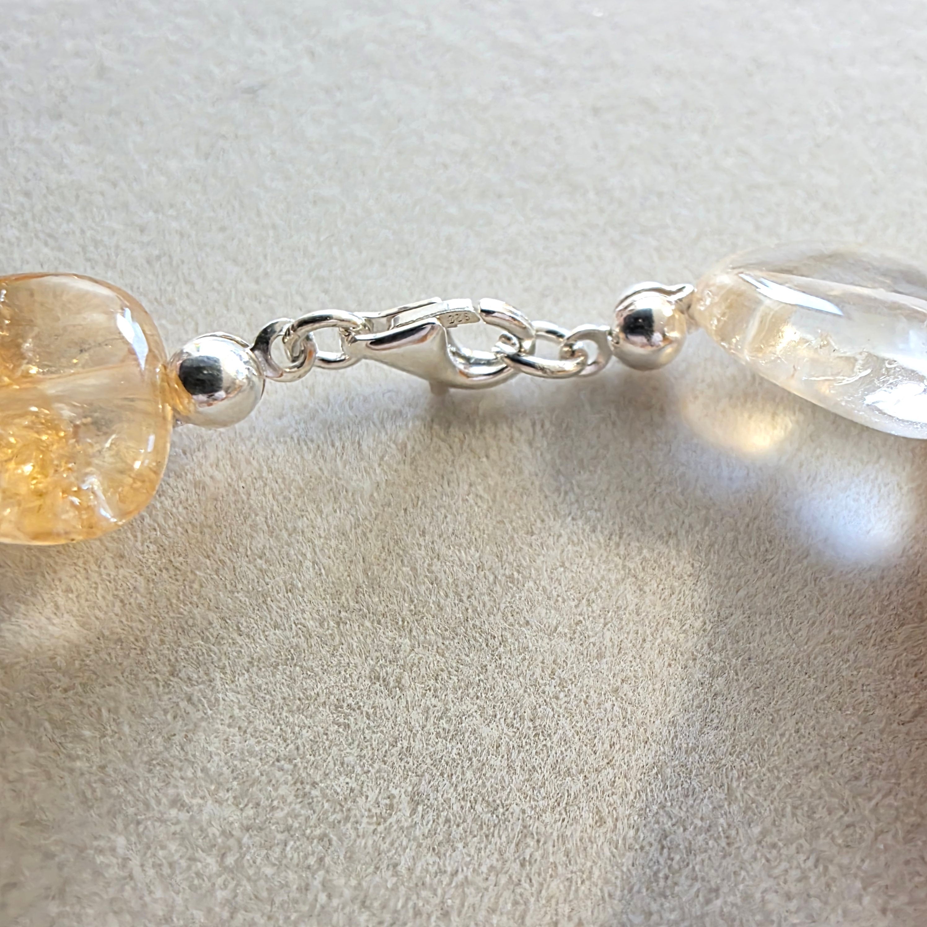 Citrin – handgefertigtes Reiki-Schmuckset (Armband & Kette) +/- 10 mm
