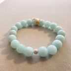 Jade (hellblau) & Silber – handgefertigtes Reiki-Kugelarmband +/- 10 mm