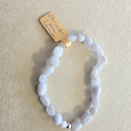 Chalcedon (hellblau) & Silber – handgefertigtes Reiki-Kugelarmband +/- 4–6 mm