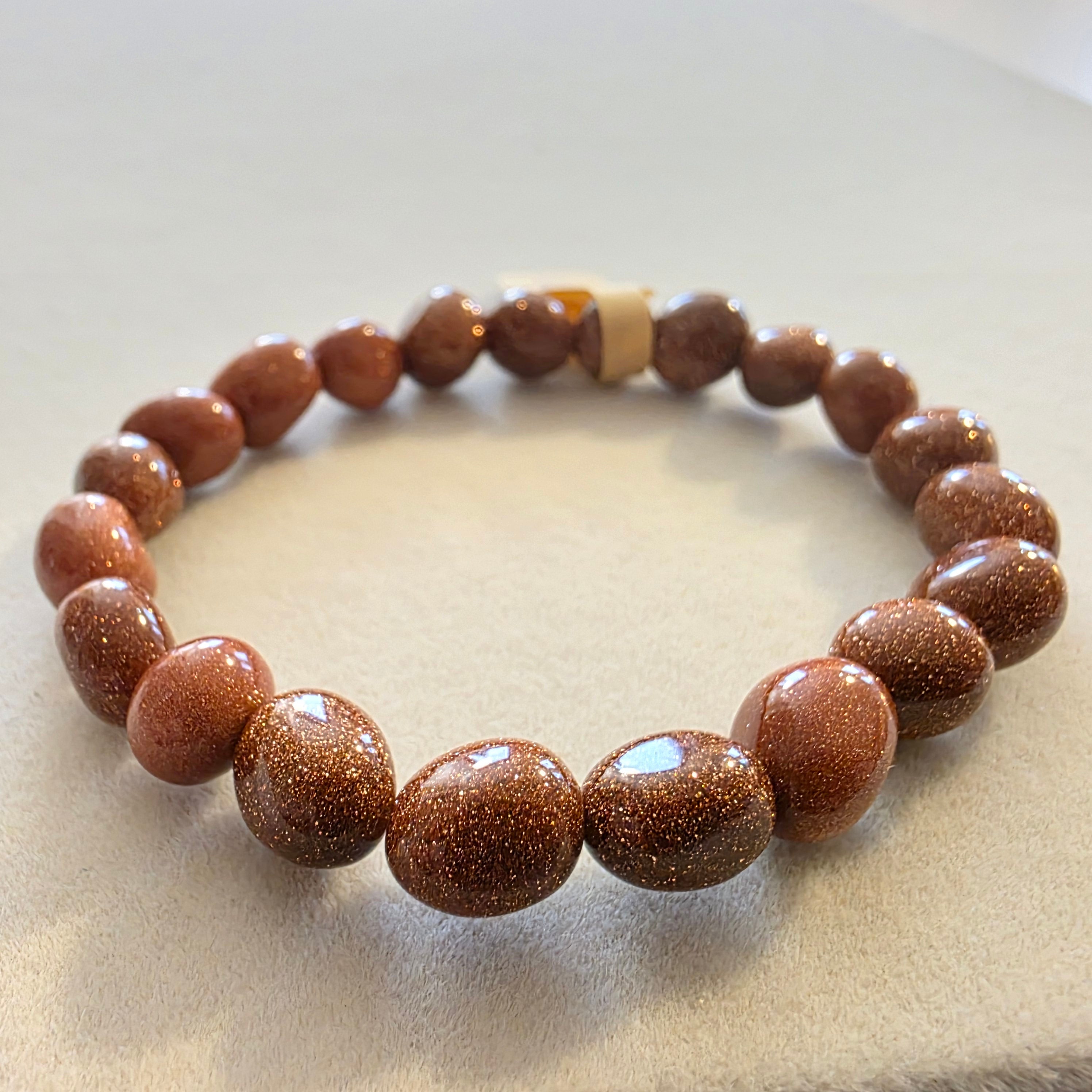 Goldfluss – handgefertigtes Reiki-Trommelsteinarmband +/- 6–8 mm