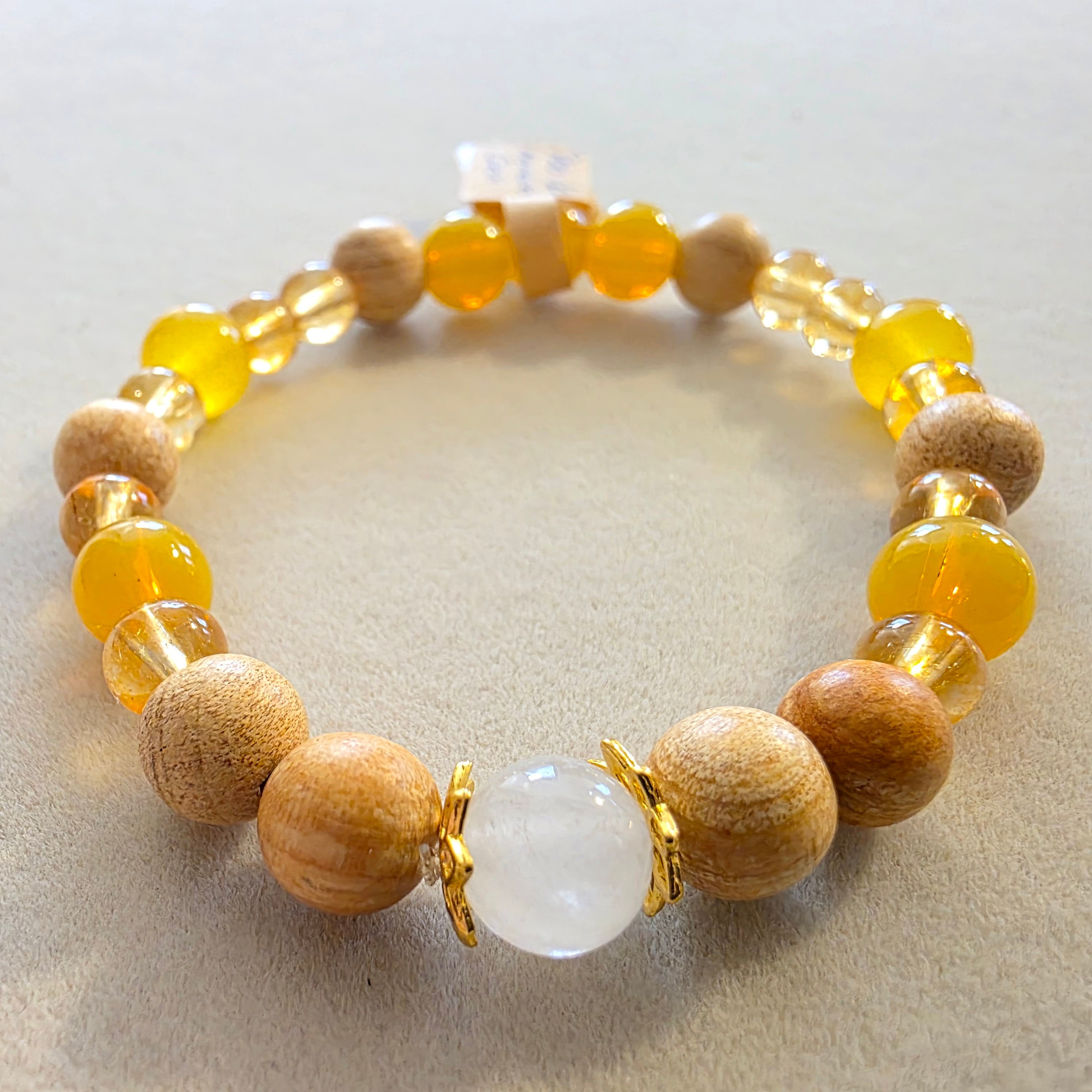 Palo Santo, gelber Aventurin & Citrin – handgefertigtes Reiki-Kugelarmband +/- 4–6 mm