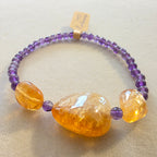 Amethyst & Citrin (Idar-Oberstein) – handgefertigtes Reiki-Kugelarmband +/- 4 mm