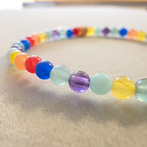 7 Chakren Mix – handgefertigtes Reiki-Kugelarmband +/- 4 mm
