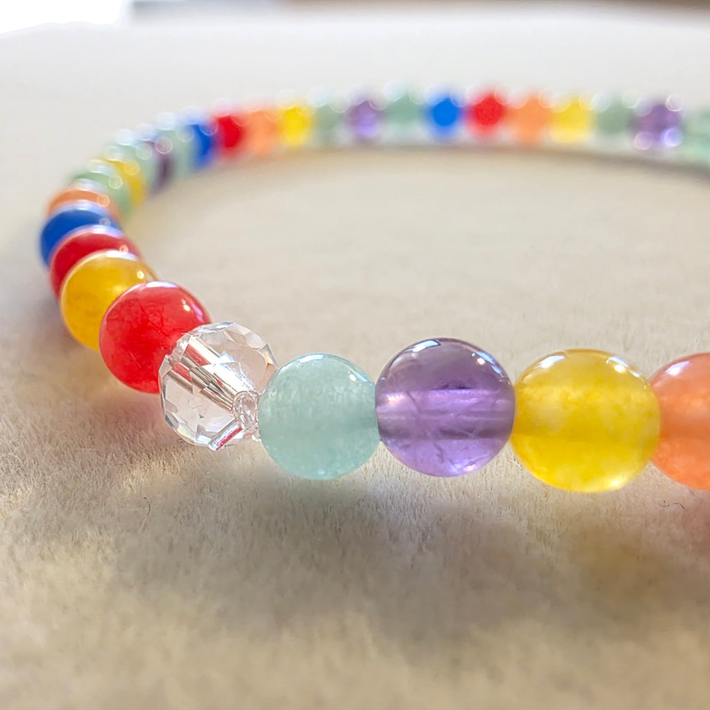 7 Chakren Mix – handgefertigtes Reiki-Kugelarmband +/- 4 mm