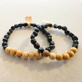 Obsidian & Palo Santo – handgefertigtes Reiki-Armband-Set für Paare +/- 4–6 mm
