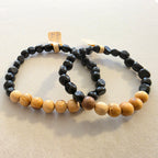 Obsidian & Palo Santo – handgefertigtes Reiki-Armband-Set für Paare +/- 4–6 mm