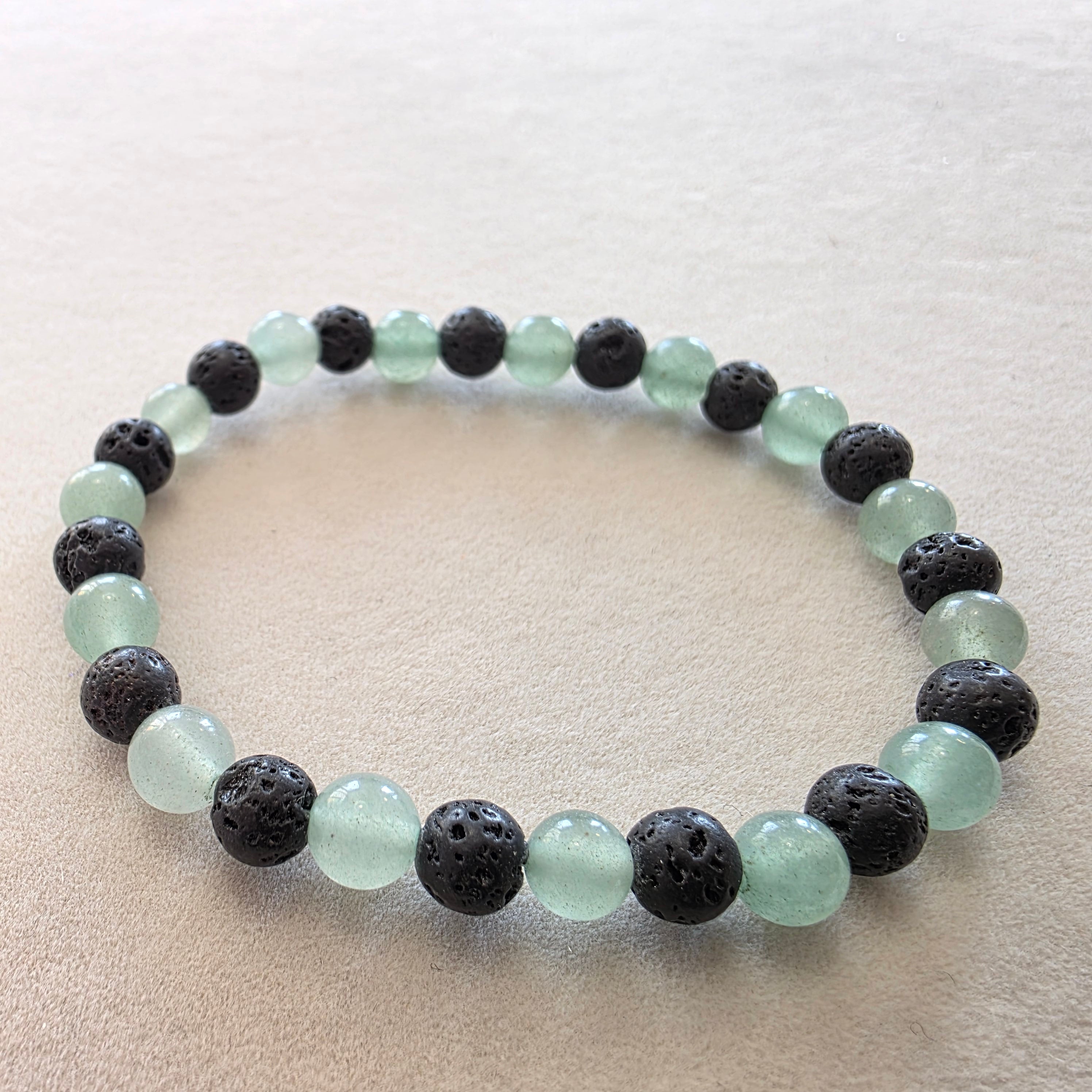 Lavastein & grünem Aventurin Kugelarmband 6 mm