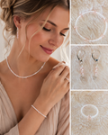 Schmuckset "Melody" – Hauchzarter Rosenquarz trifft auf 925er Sterlingsilber und funkelnde Glasperlen
