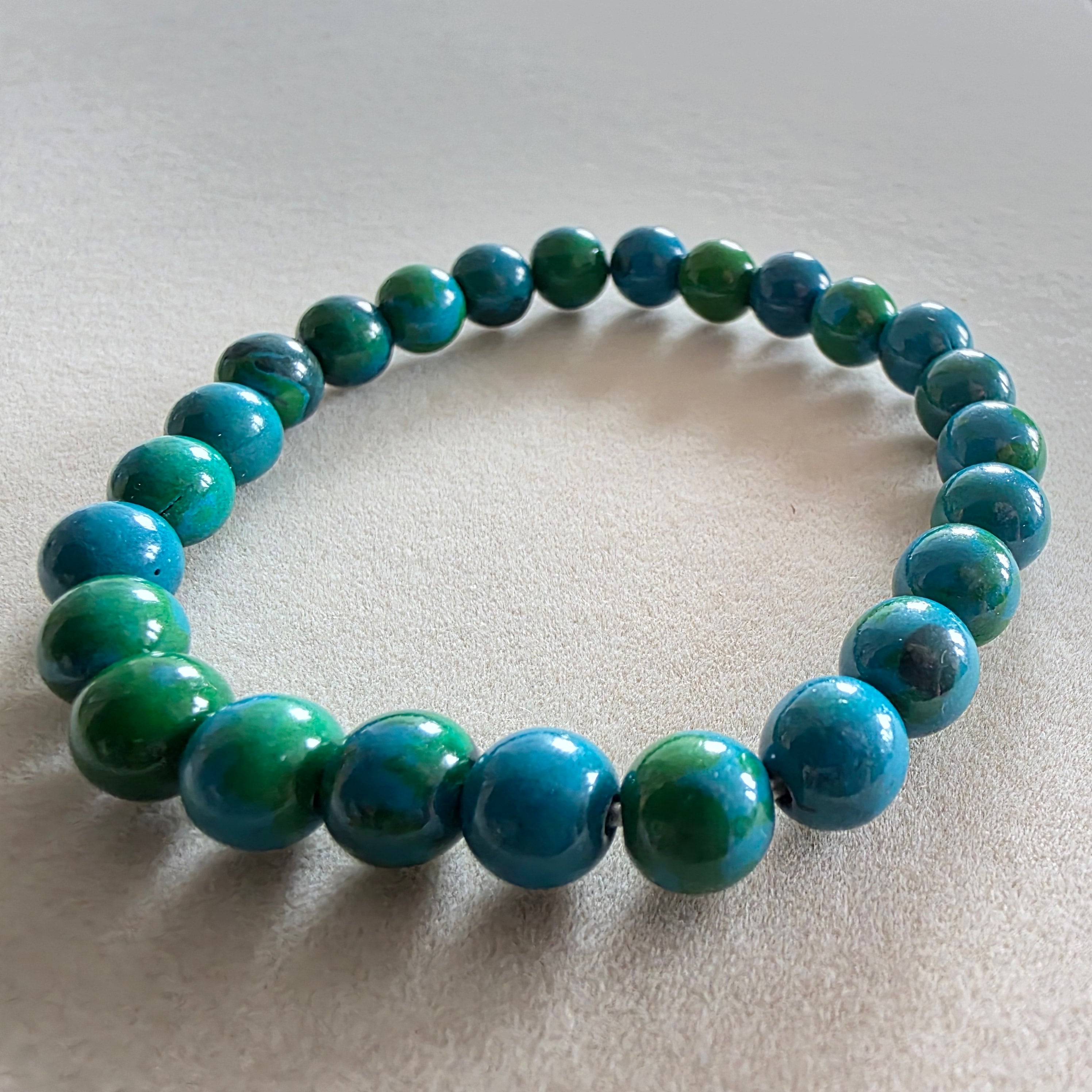 Chrysokoll Kugelarmband in verschiedenen Größen