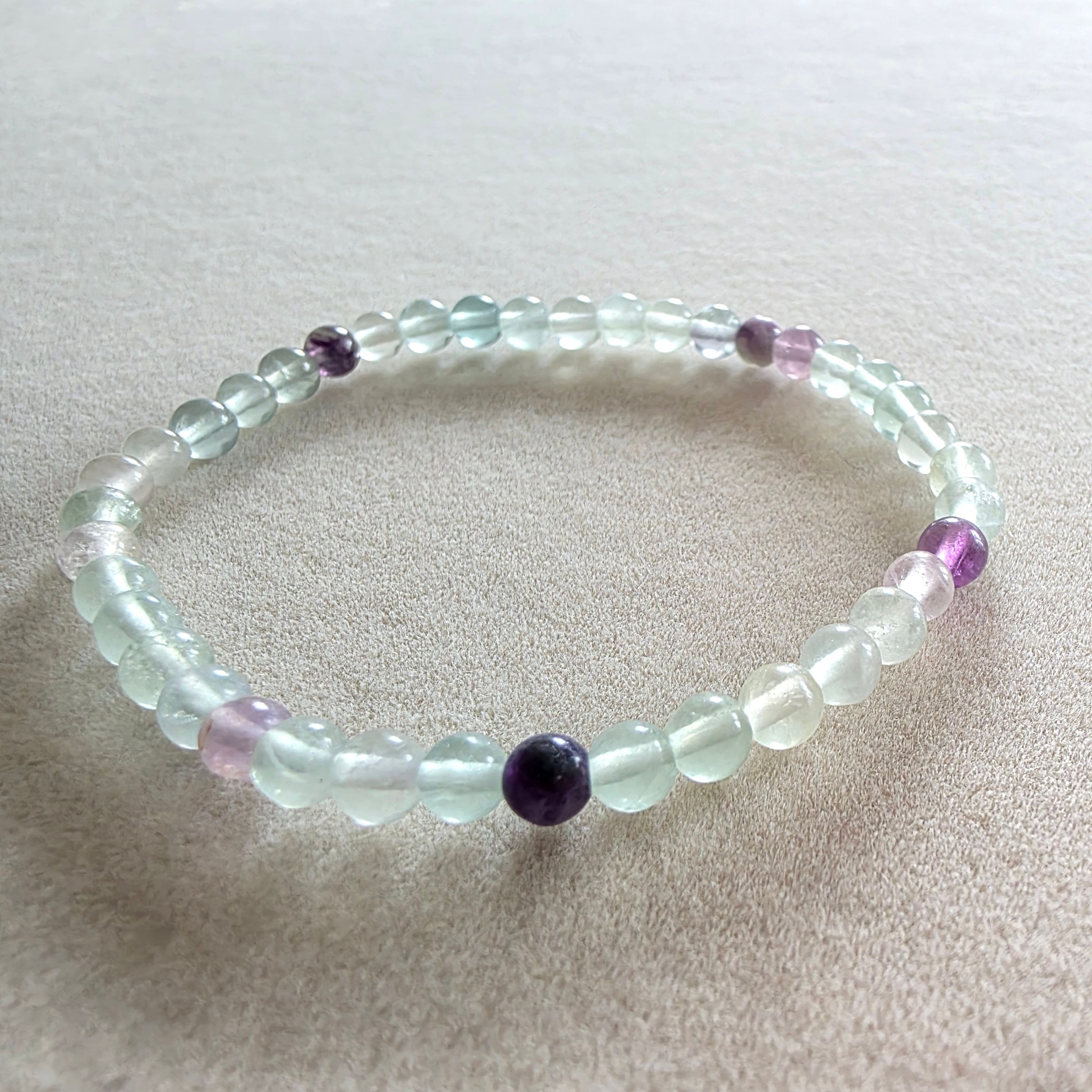 Fluorit Kugelarmband 4 mm bunt