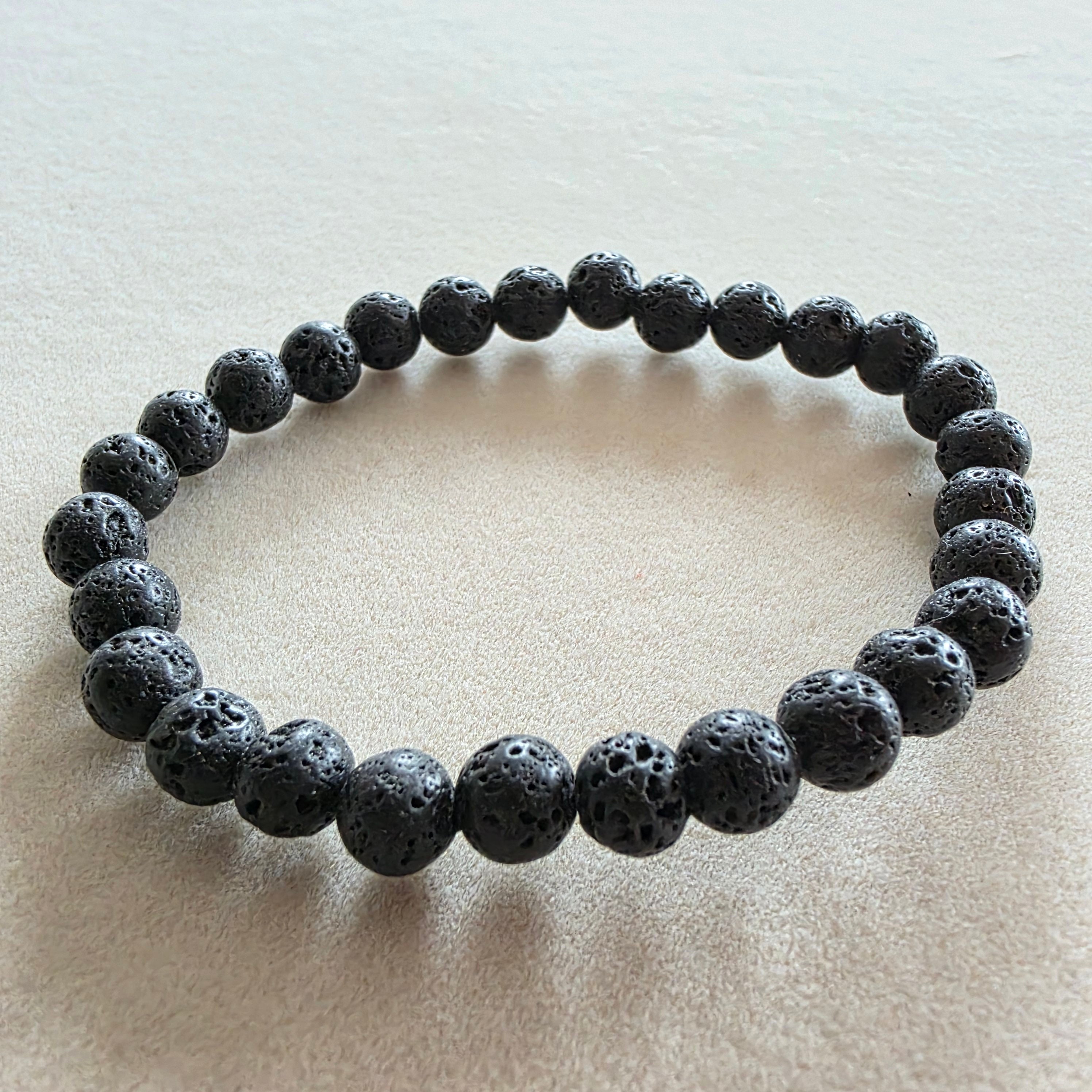 Lavastein Kugelarmband in verschiedenen Größen 4mm-10mm
