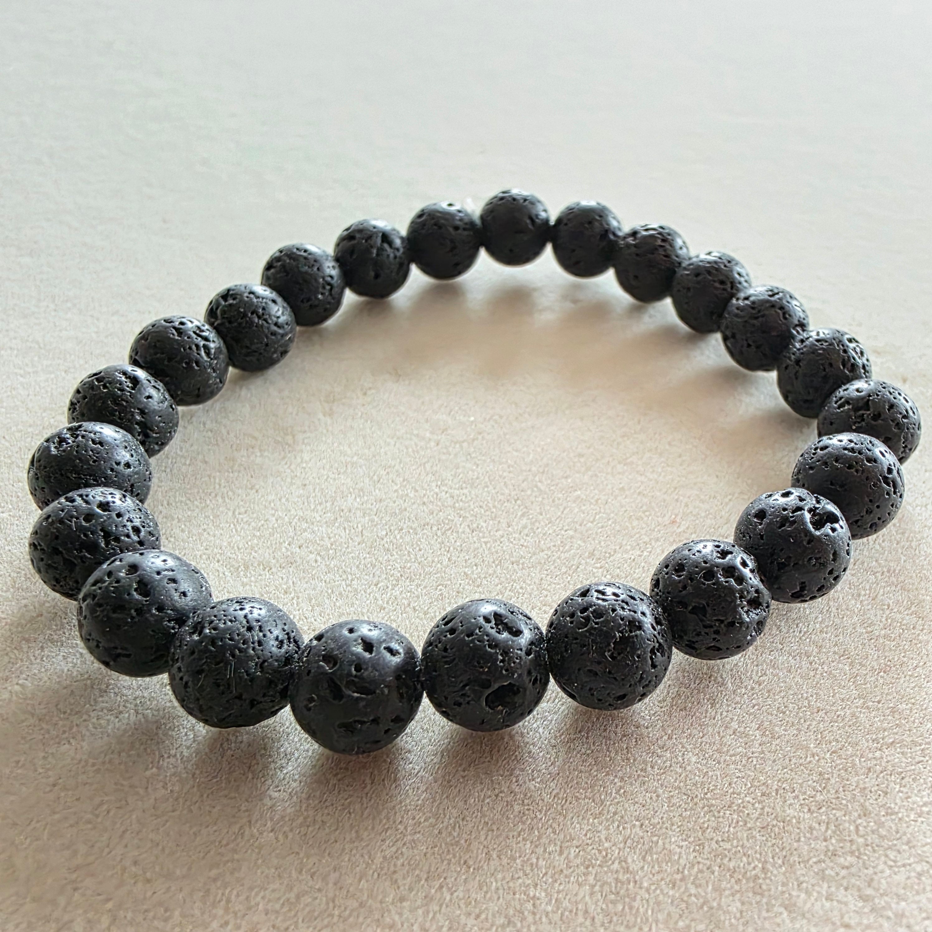 Lavastein Kugelarmband in verschiedenen Größen 4mm-10mm