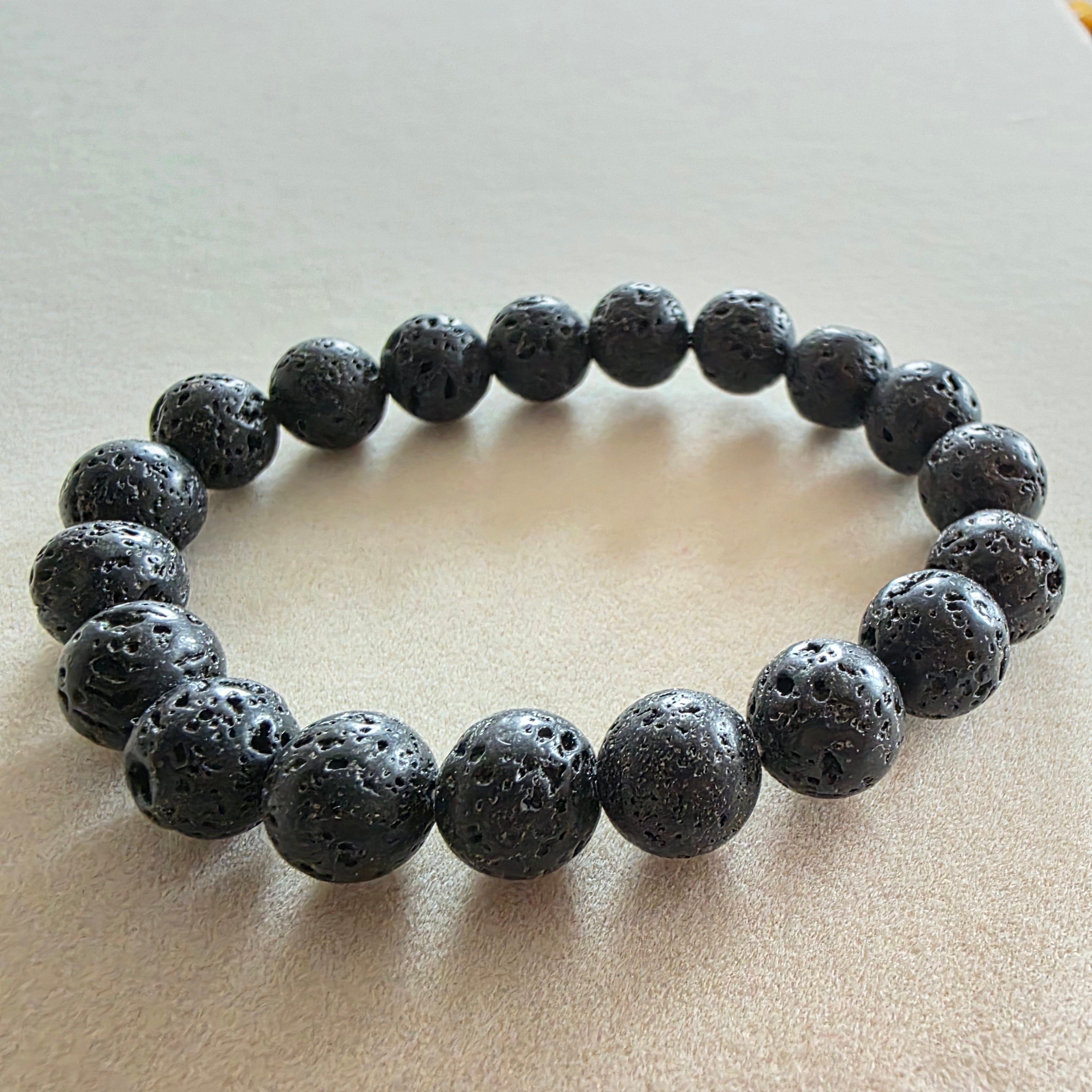 Lavastein Kugelarmband in verschiedenen Größen 4mm-10mm