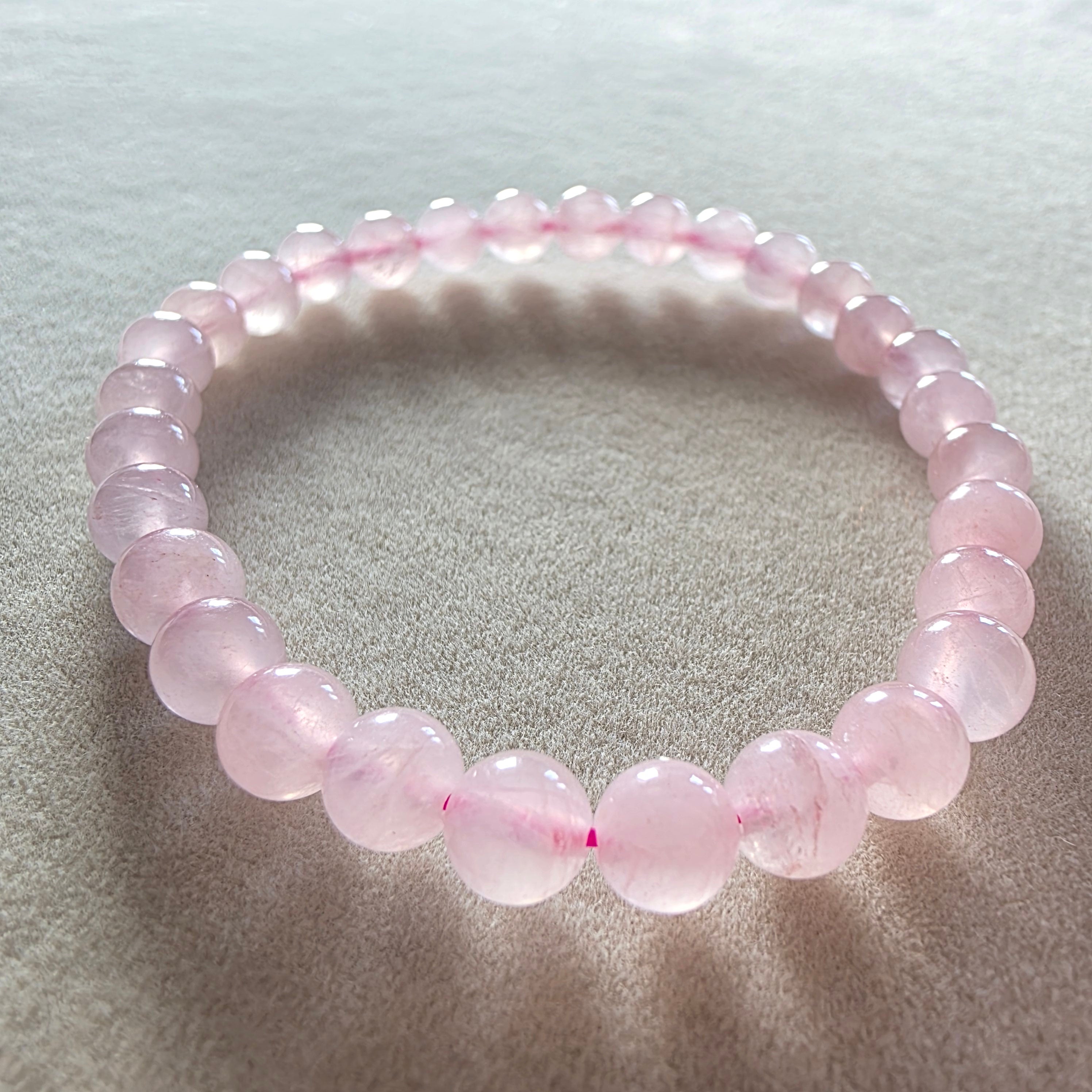 Rosenquarz Kugelarmband in verschiedenen Größen 4mm-12mm